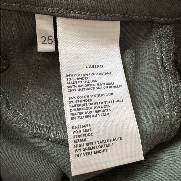 NWT L'AGENCE Selma High Rise Baby Boot Bootcut Jeans in Ivy Green Coated Size 25 - Picture 11 of 11
